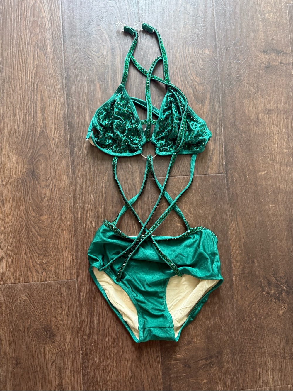 Kids Emerald Green One-Piece Swimsuit with Strappy Back